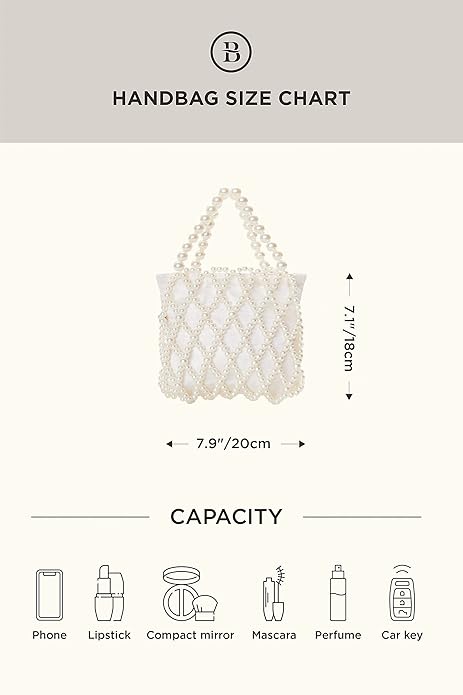 BABEYOND Women Pearl Clutch Purse - Bucket Beaded Bridal Evening Bag Formal Reticulated Bag with Inner Bag for Party Wedding