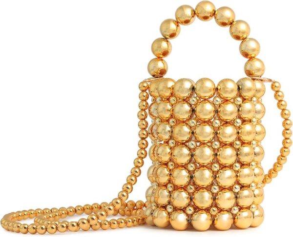 Multicolor Hand Beaded Handheld Crossbody Women's Evening Bag Bucket Bag