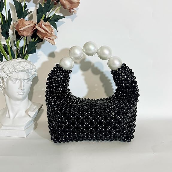 SELENA Pearl Clutch Handbag Women's Glittering Dinner Purse Party Wedding Prom Evening Bags