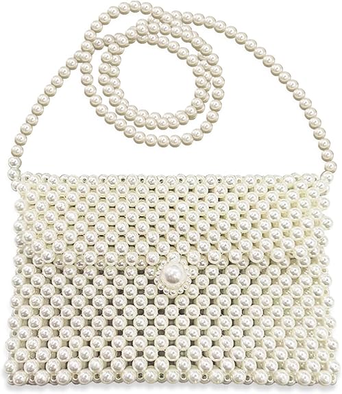 Pearl Purse for Women,Beaded Purse Pearl Bag,Pearl Clutch Purse for Women Party