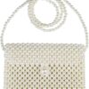 FUNDI White Pearl Purse Shoulder Bag for Women Purse Pearl Beaded Clutch Bag Crossbody Beaded Clutch Evening Bag for Prom Party Wedding Date