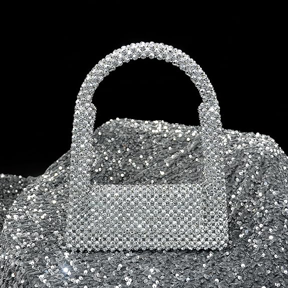 SELENA  Pearl Bag Clutch Purses For Women Wedding Bride Purse Sparkly Glitterl Beaded Handbag