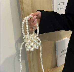 Elegant Handmade Pearl Beaded Mini Handbag